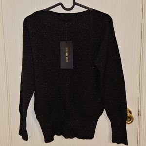 Love Republic boatneck sweater, black with silver Lurex, size S, NWT